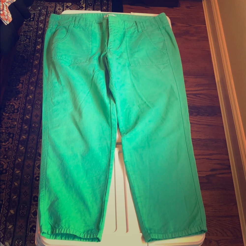 Jcrew Teal Cropped Cargo Pants Size 10